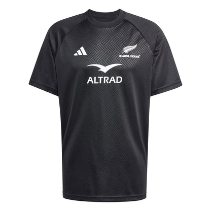 All Black - Front - Adidas Mens Black Ferns 2025 Crest Rugby Shirt
