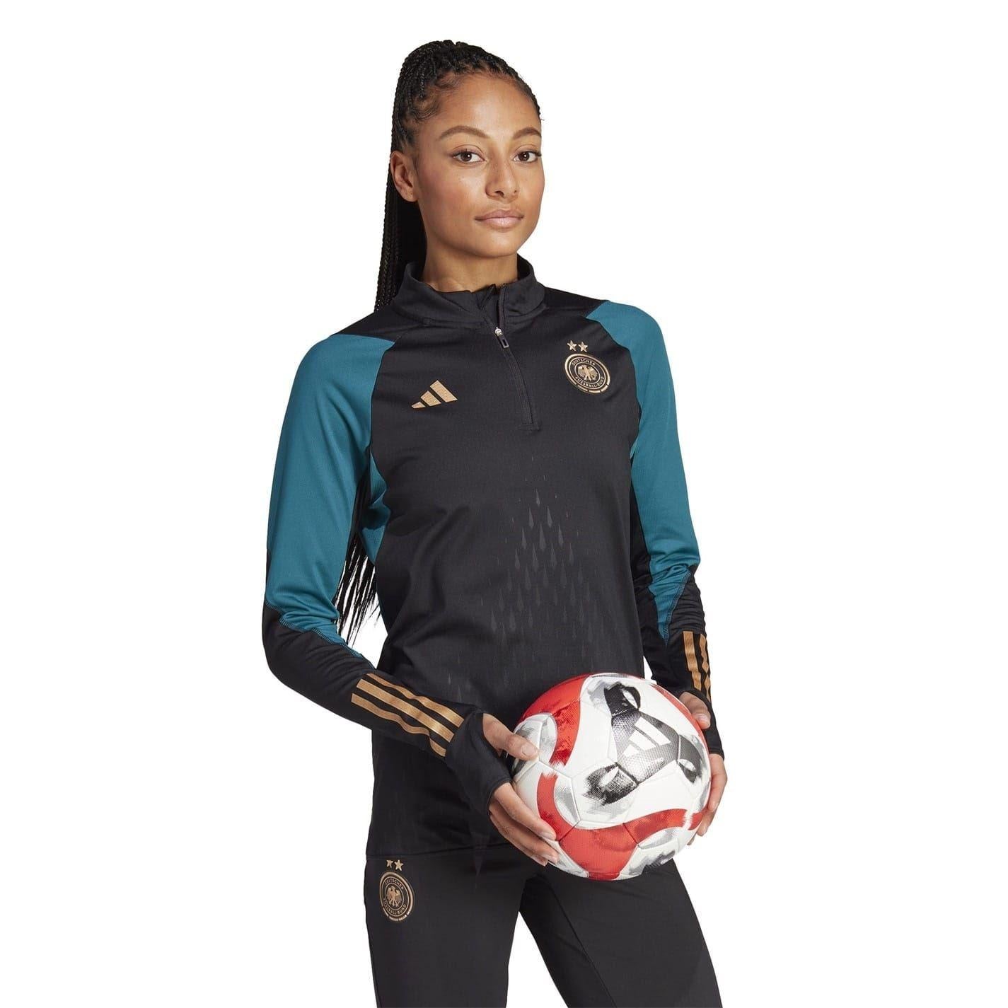 Black - Pack Shot - Adidas Womens-Ladies Trio 23 Pro Germany Track Top