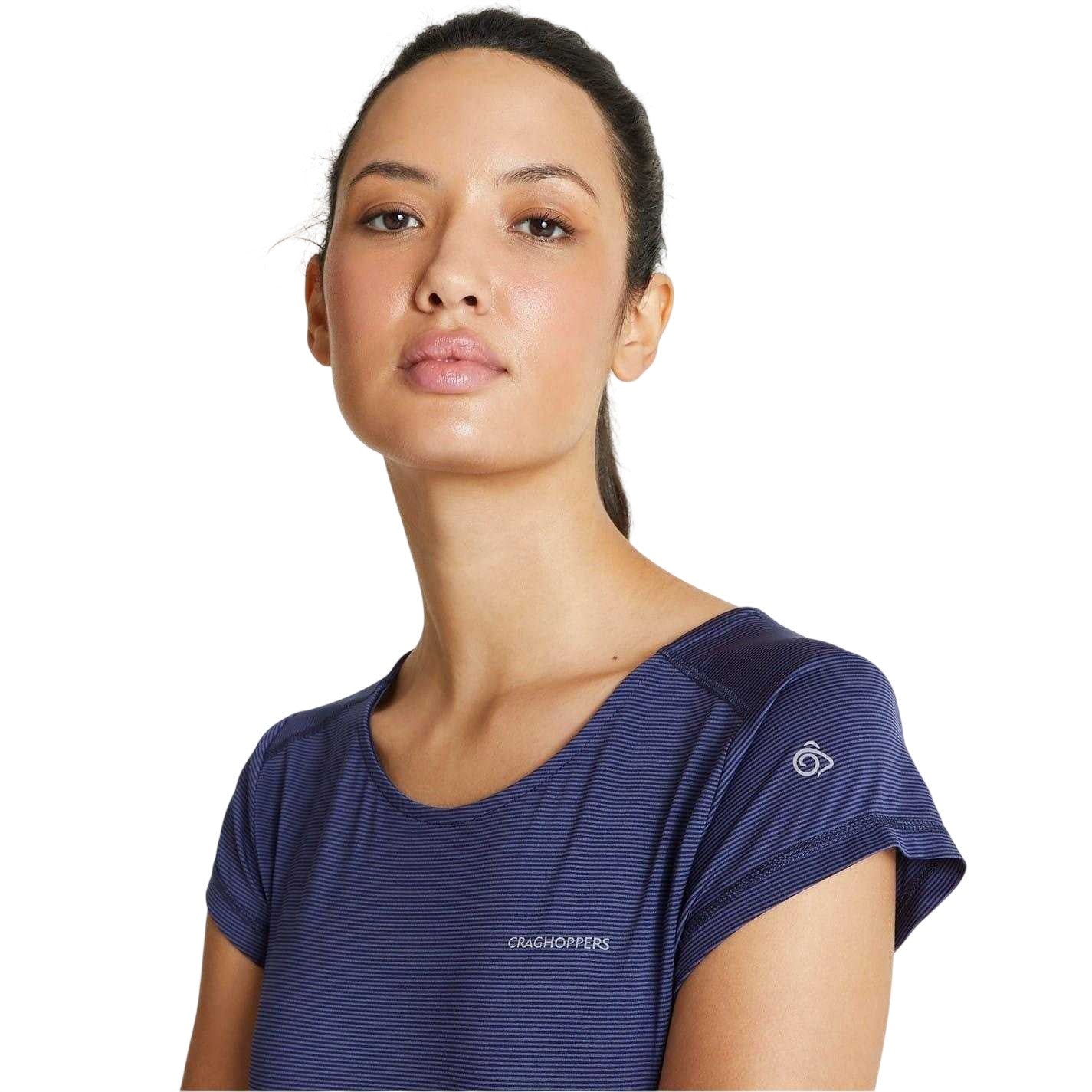 Blue Navy - Side - Craghoppers Womens-Ladies Atmos Stripe T-Shirt