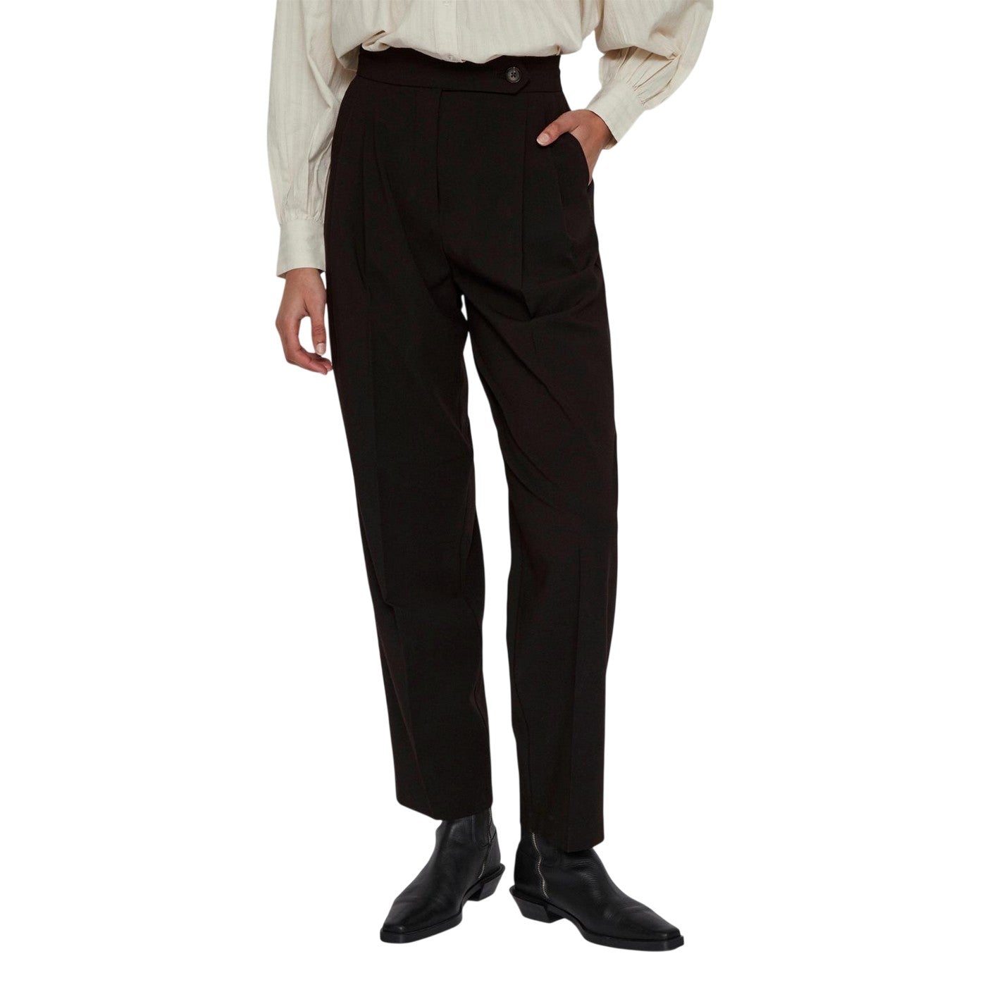Black - Side - Vila Womens-Ladies Vclry Straight Trousers