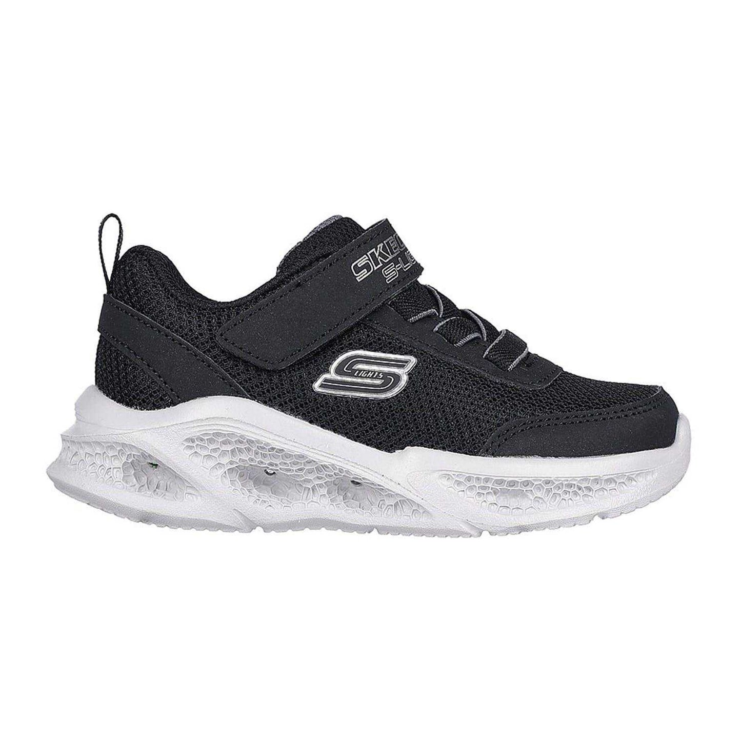 Black-Grey - Side - Skechers Toddler Meteor Light Up Trainers