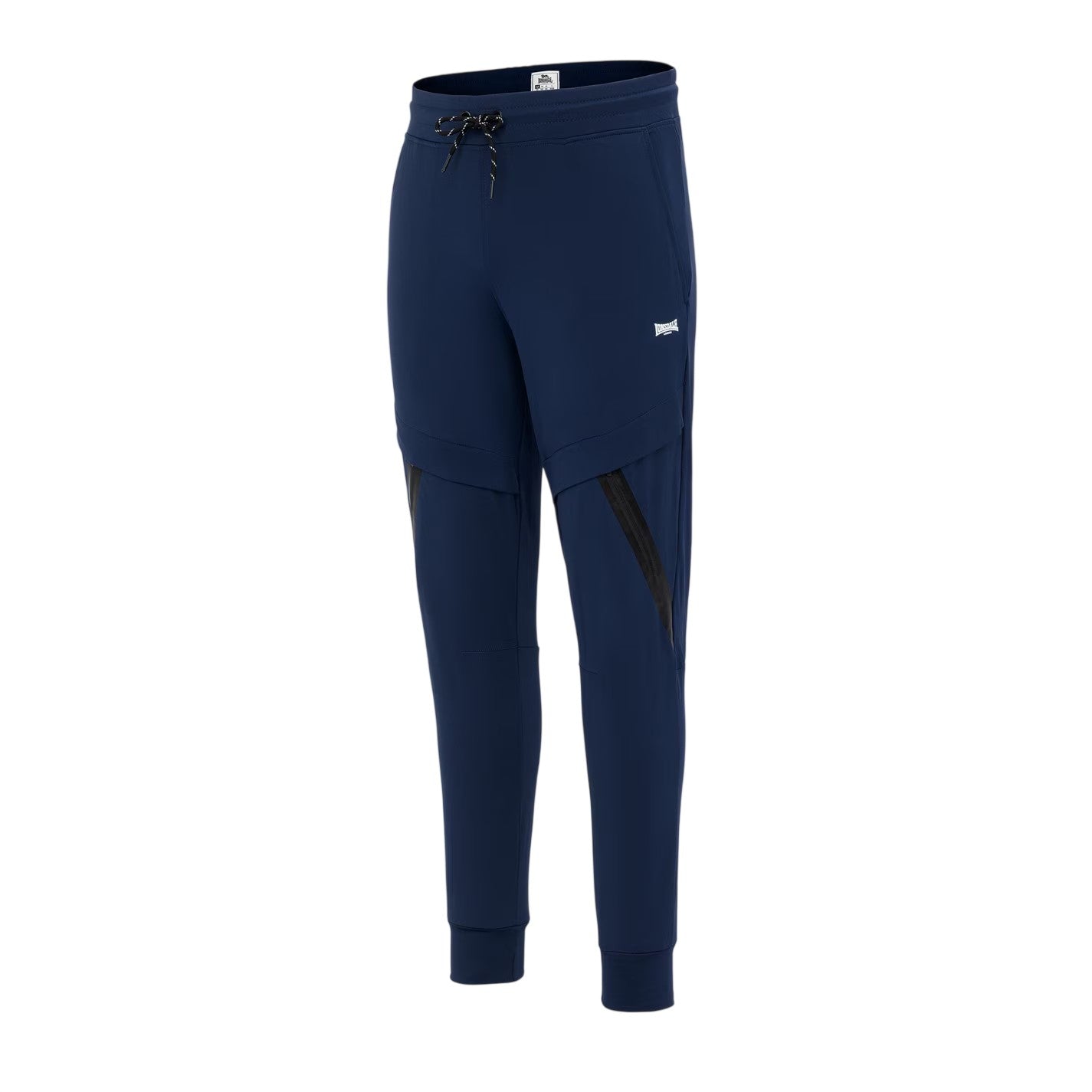 Navy - Side - Lonsdale Mens Tapered Jogging Bottoms