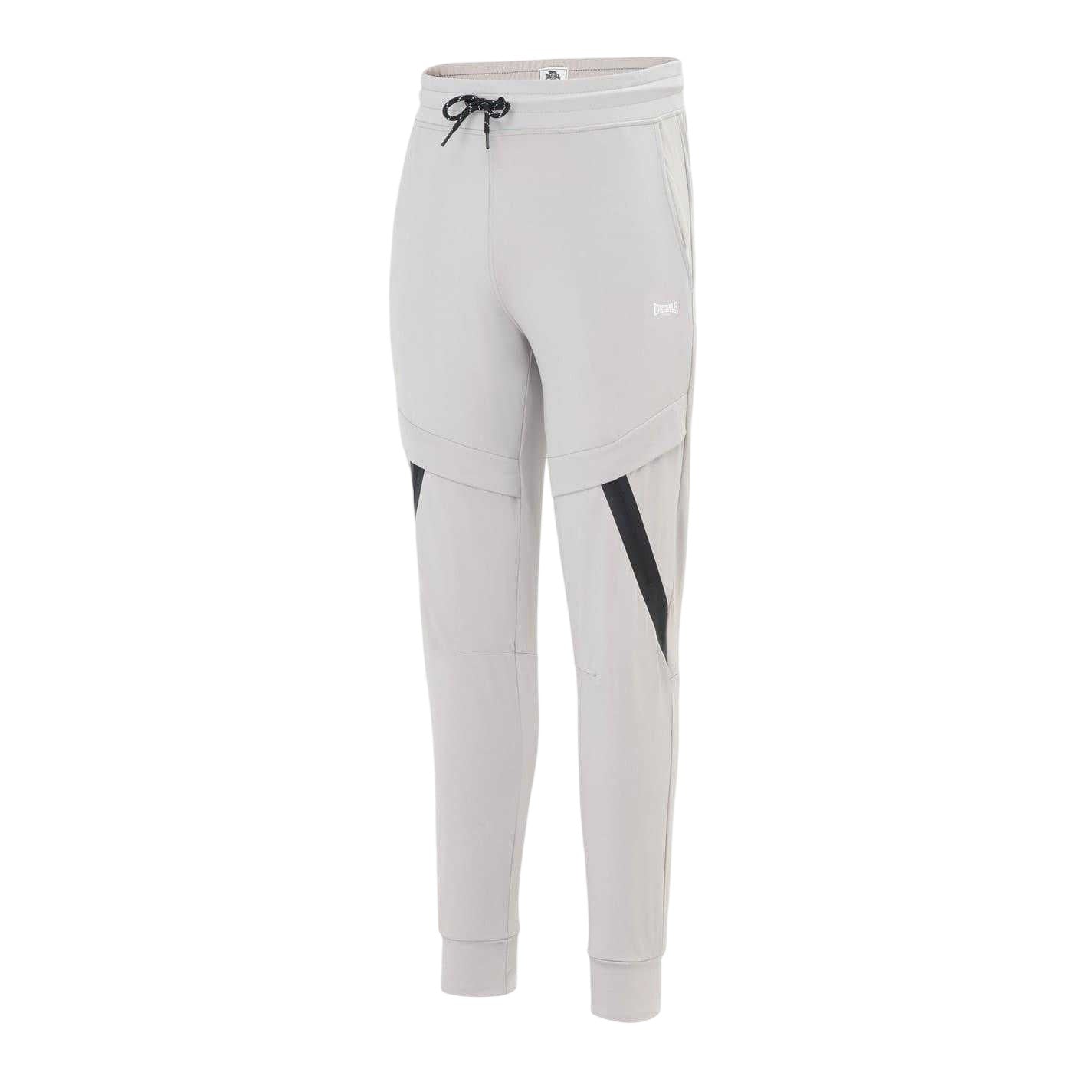 Grey - Side - Lonsdale Mens Tapered Jogging Bottoms