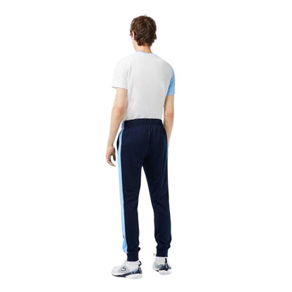 Navy Blue - Back - Lacoste Mens Sport Colour Block Slim Running Tracksuit Bottoms