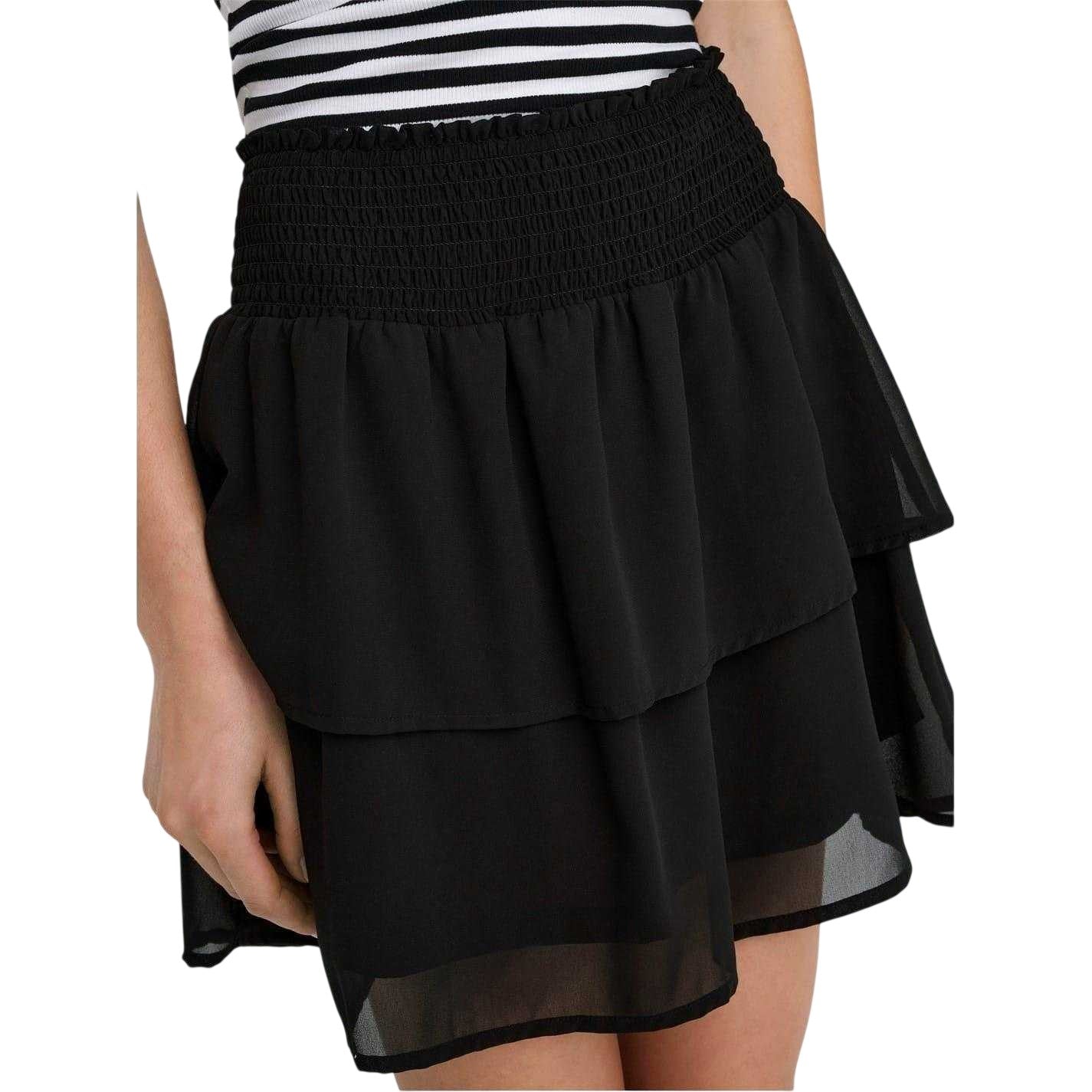 Black - Side - Only Womens-Ladies Tiered Regular Mini Skirt