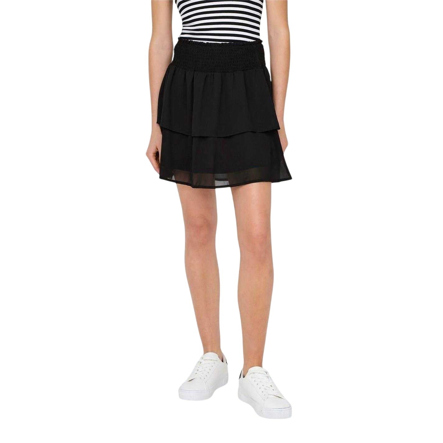 Black - Lifestyle - Only Womens-Ladies Tiered Regular Mini Skirt