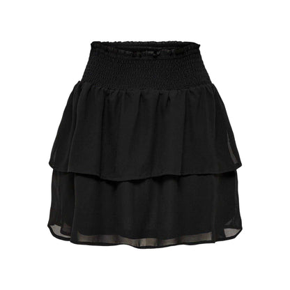 Black - Front - Only Womens-Ladies Tiered Regular Mini Skirt