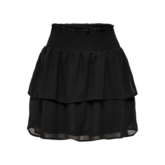 Black - Front - Only Womens-Ladies Tiered Regular Mini Skirt