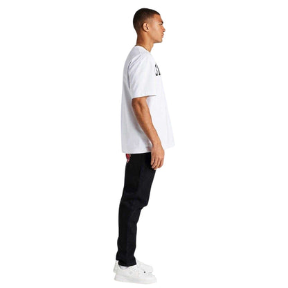 Black - Side - SikSilk Mens St Jean Denim Floral Embroidery Regular Jeans