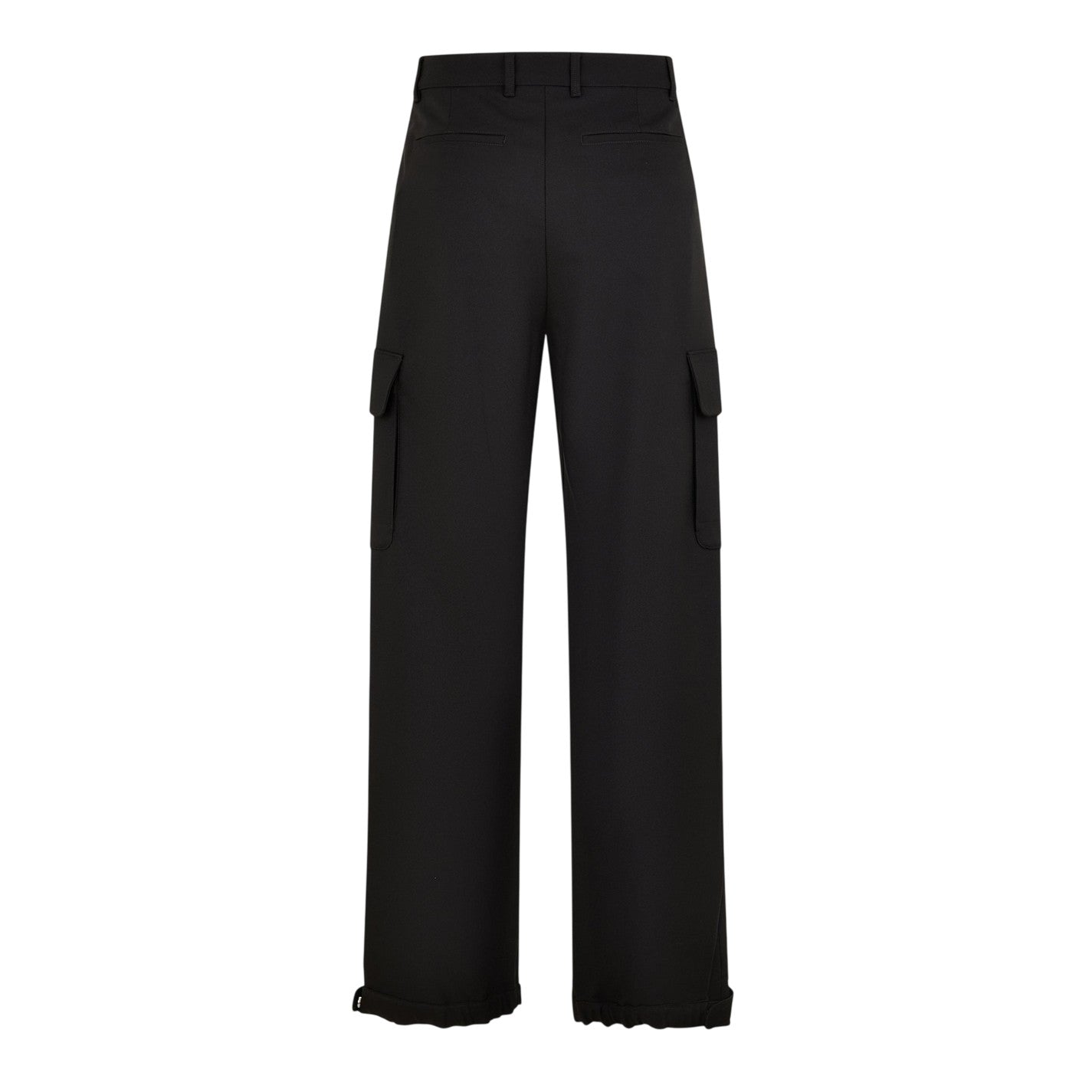 Black - Back - Off White Unisex Adult Wide Leg Cargo Trousers