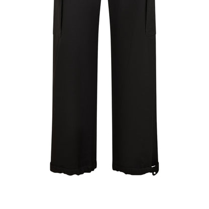 Black - Side - Off White Unisex Adult Wide Leg Cargo Trousers