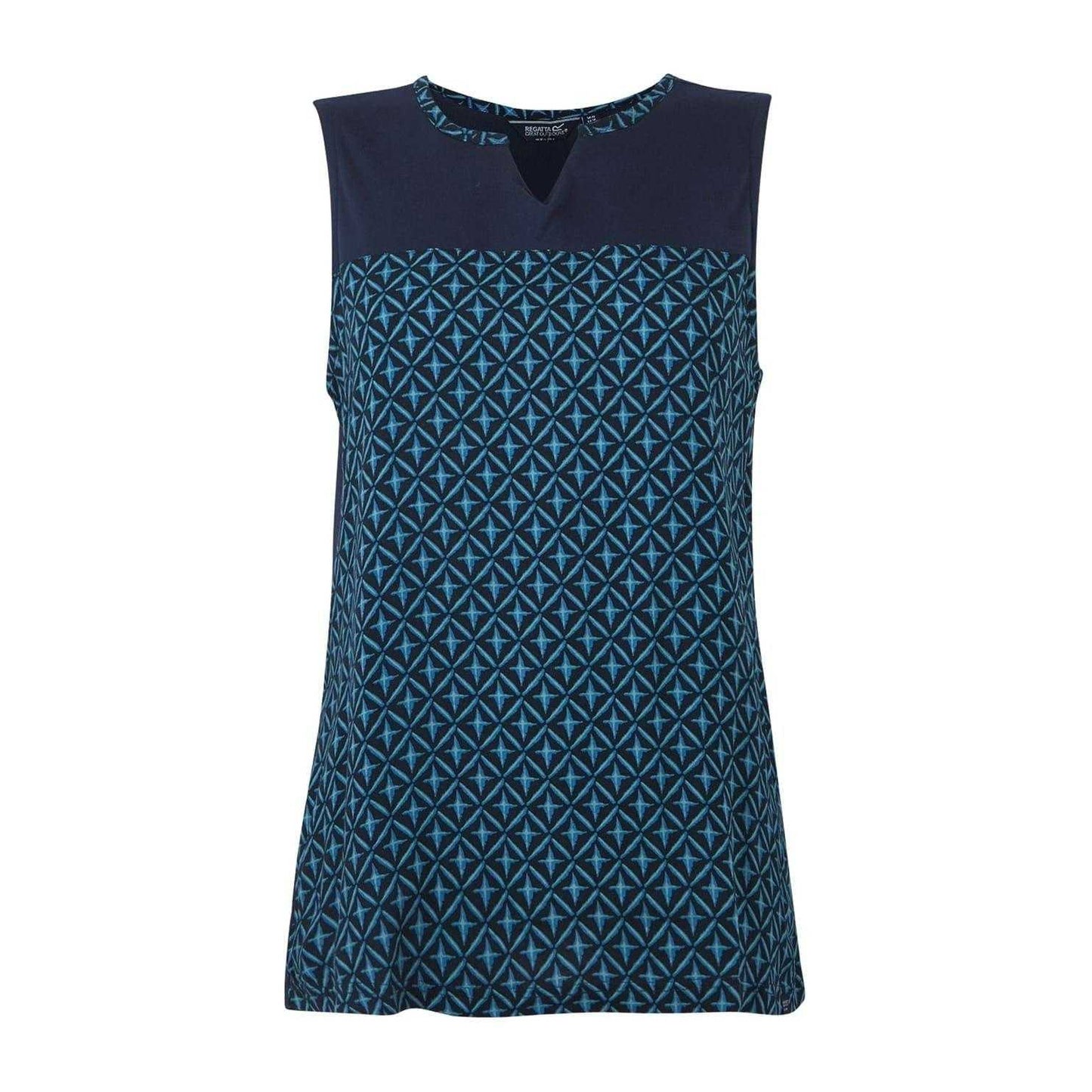 Navy - Front - Regatta Womens-Ladies Janessa Patterned Sleeveless T-Shirt
