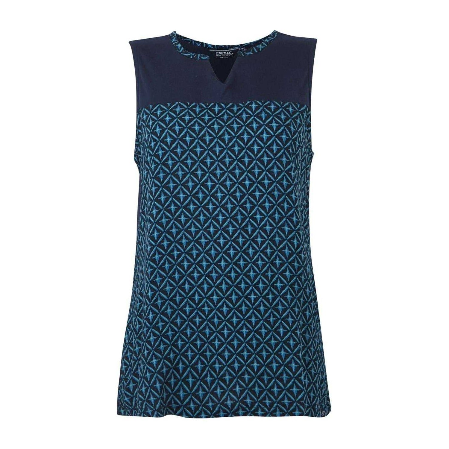 Navy - Front - Regatta Womens-Ladies Janessa Patterned Sleeveless T-Shirt