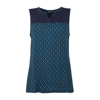 Navy - Front - Regatta Womens-Ladies Janessa Patterned Sleeveless T-Shirt