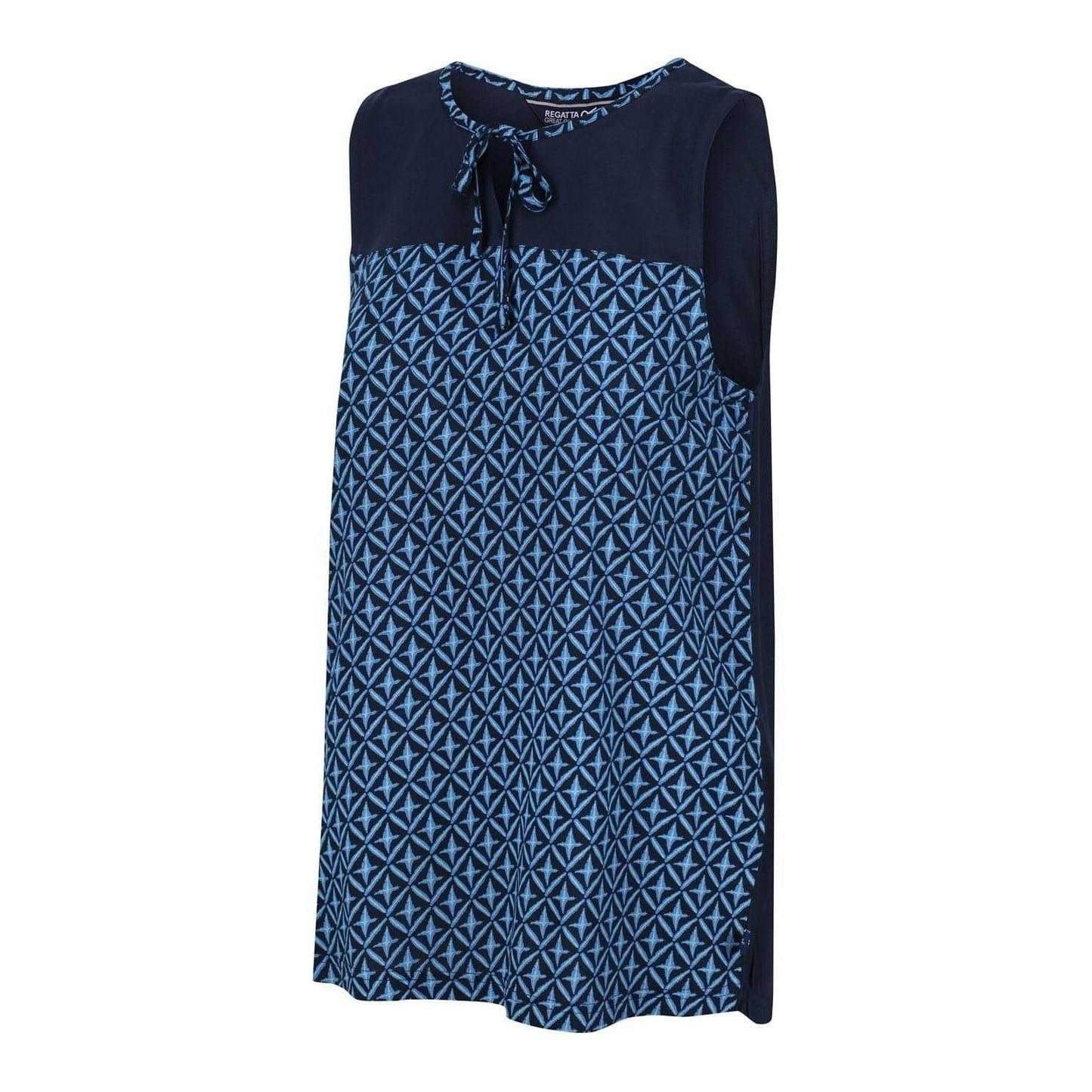 Navy - Side - Regatta Womens-Ladies Janessa Patterned Sleeveless T-Shirt