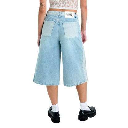 Light Blue - Back - The Ragged Priest Womens-Ladies Highway Wide Leg 3-4 Shorts