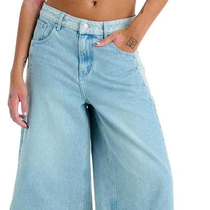 Light Blue - Side - The Ragged Priest Womens-Ladies Highway Wide Leg 3-4 Shorts