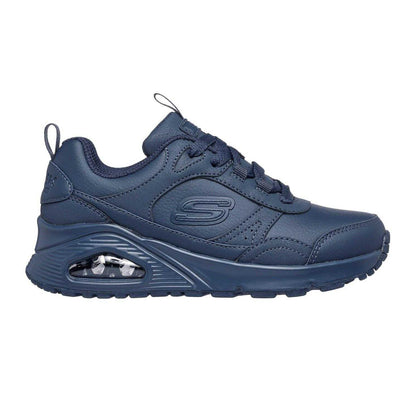 Navy - Side - Skechers Childrens-Kids Monochrome Trainers