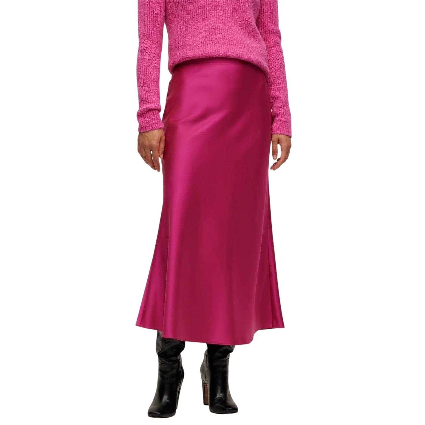 Bright Pink - Side - Boss Womens-Ladies Vinarea Plain Bodycon Tube Skirt