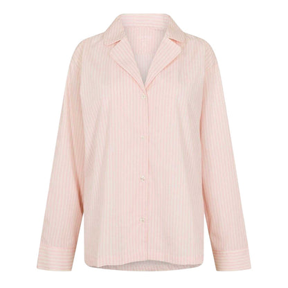White-Pink - Back - Jack Wills Womens-Ladies Stripe Revere Collar Long-Sleeved Long Pyjama Set