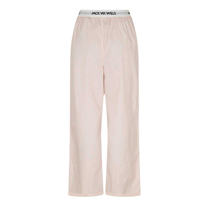 White-Pink - Pack Shot - Jack Wills Womens-Ladies Stripe Revere Collar Long-Sleeved Long Pyjama Set