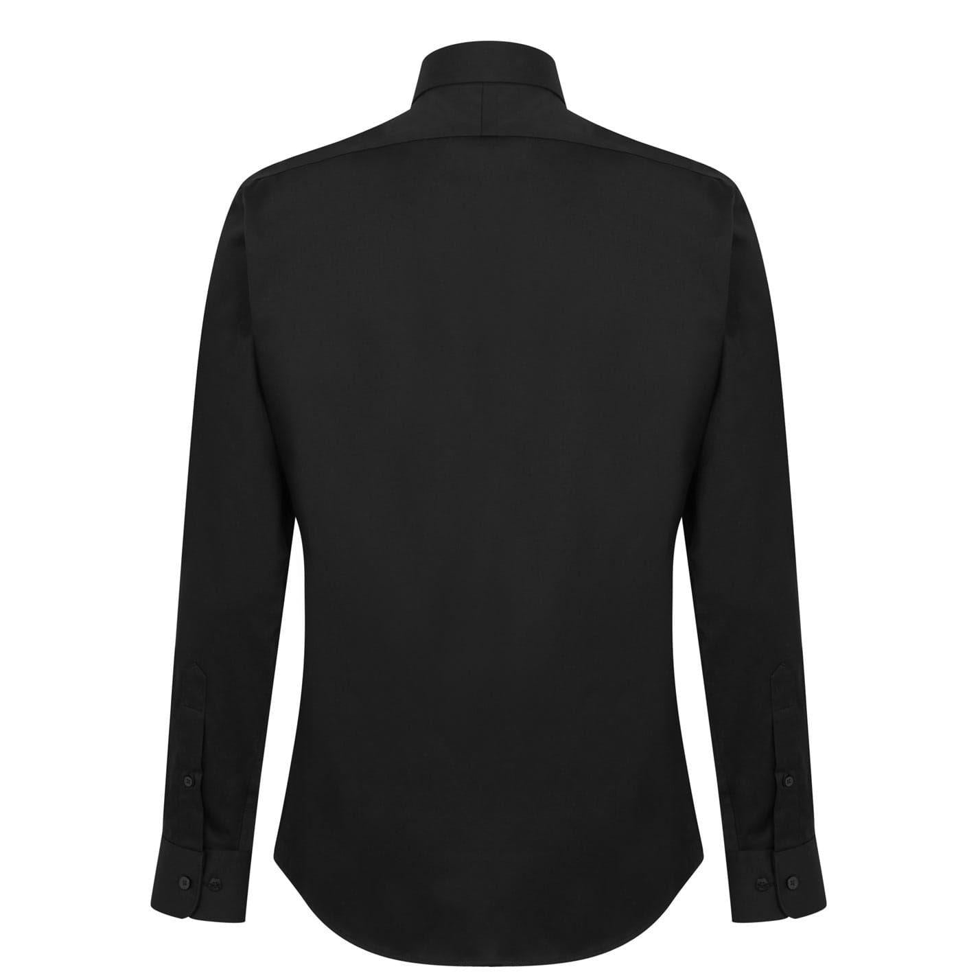 Black - Back - Haines and Bonner Mens Sateen Slim Shirt
