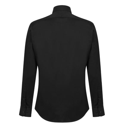 Black - Back - Haines and Bonner Mens Sateen Slim Shirt