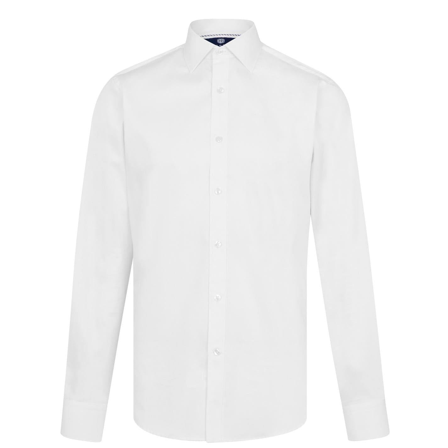 White - Front - Haines and Bonner Mens Sateen Slim Shirt