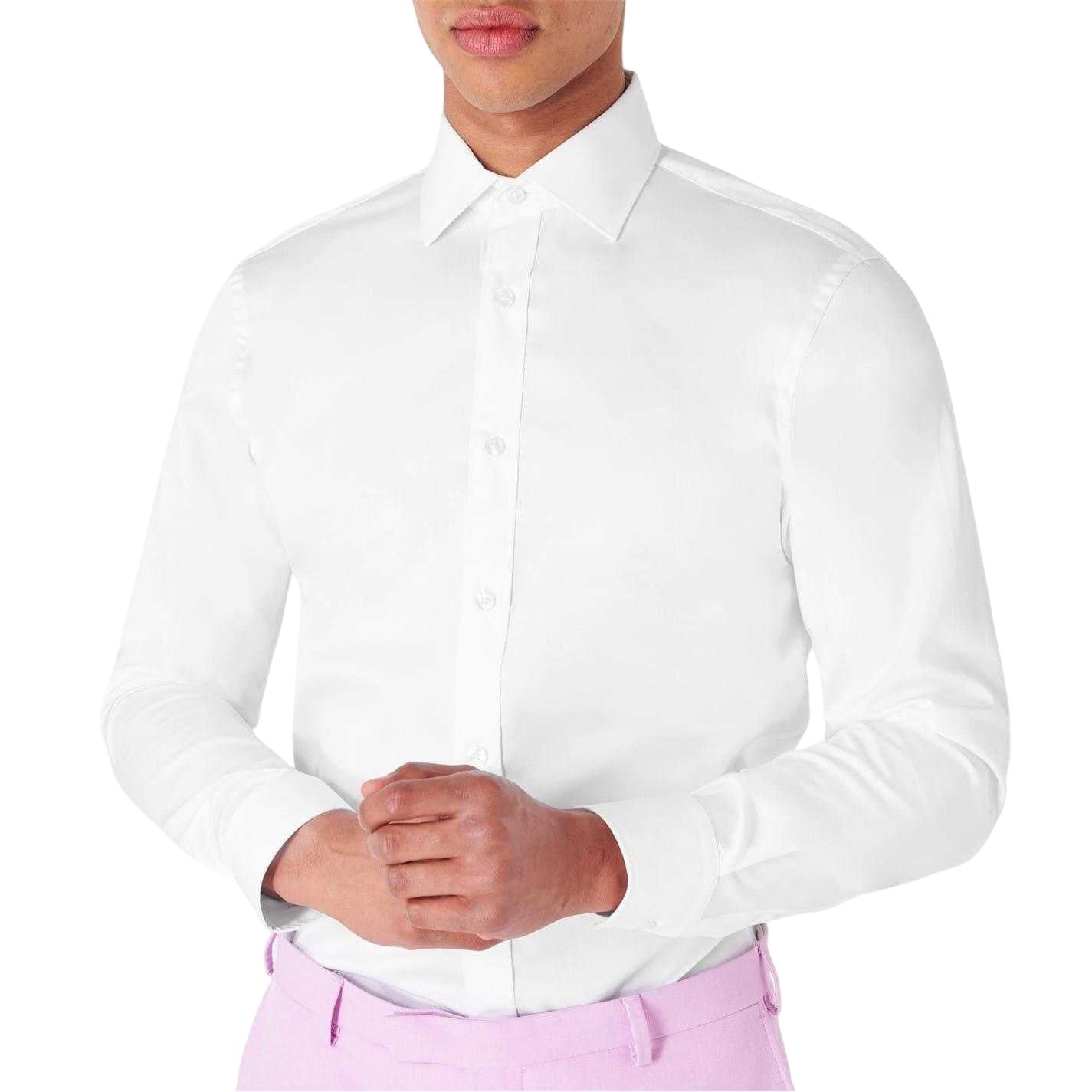 White - Side - Haines and Bonner Mens Sateen Slim Shirt