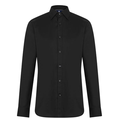 Black - Front - Haines and Bonner Mens Sateen Slim Shirt