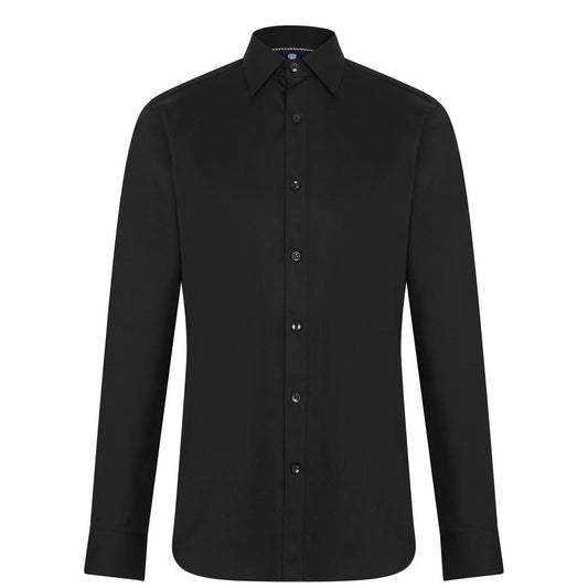 Black - Front - Haines and Bonner Mens Sateen Slim Shirt