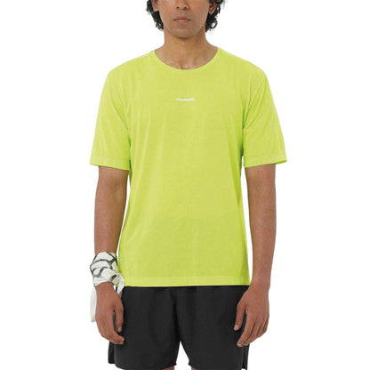 Lime - Side - Salomon Mens Shakeout Core Logo Running T-Shirt