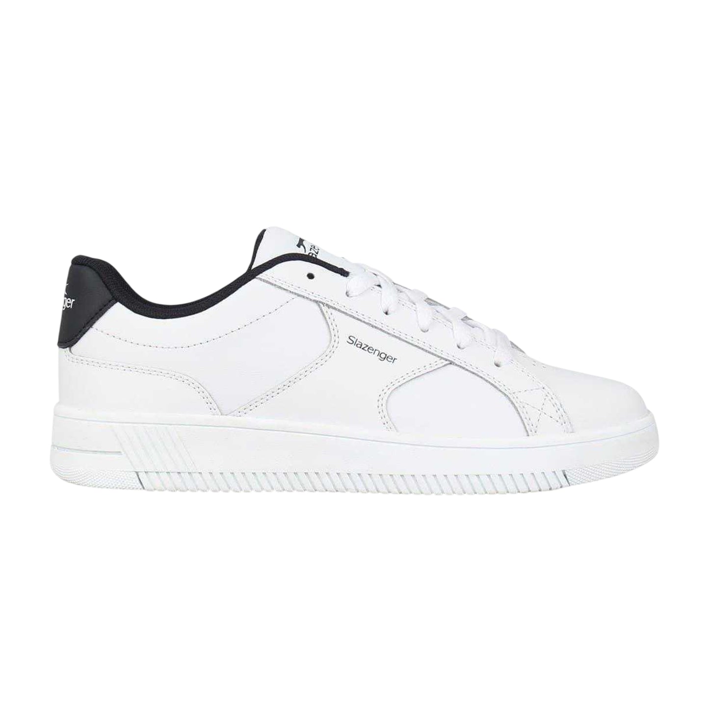 White-Navy - Side - Slazenger Childrens-Kids Starling Leather Trainers