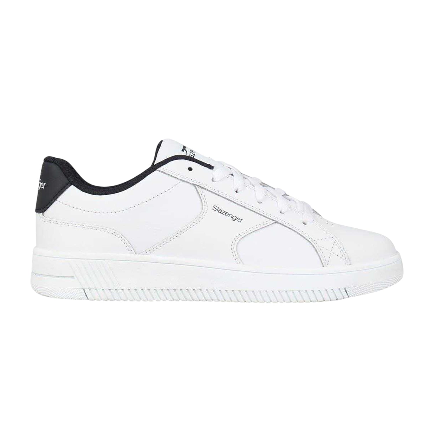 White-Navy - Side - Slazenger Childrens-Kids Starling Leather Trainers