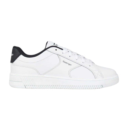 White-Navy - Side - Slazenger Childrens-Kids Starling Leather Trainers