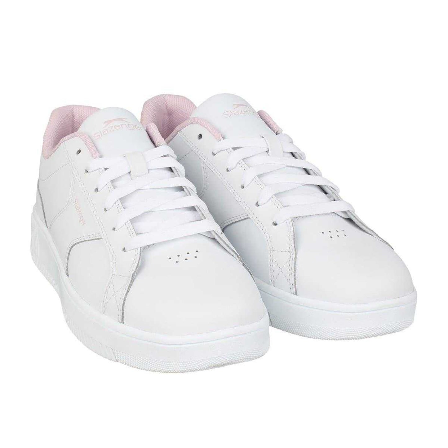 White-Pink - Front - Slazenger Childrens-Kids Starling Leather Trainers