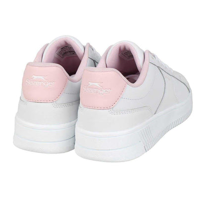 White-Pink - Back - Slazenger Childrens-Kids Starling Leather Trainers