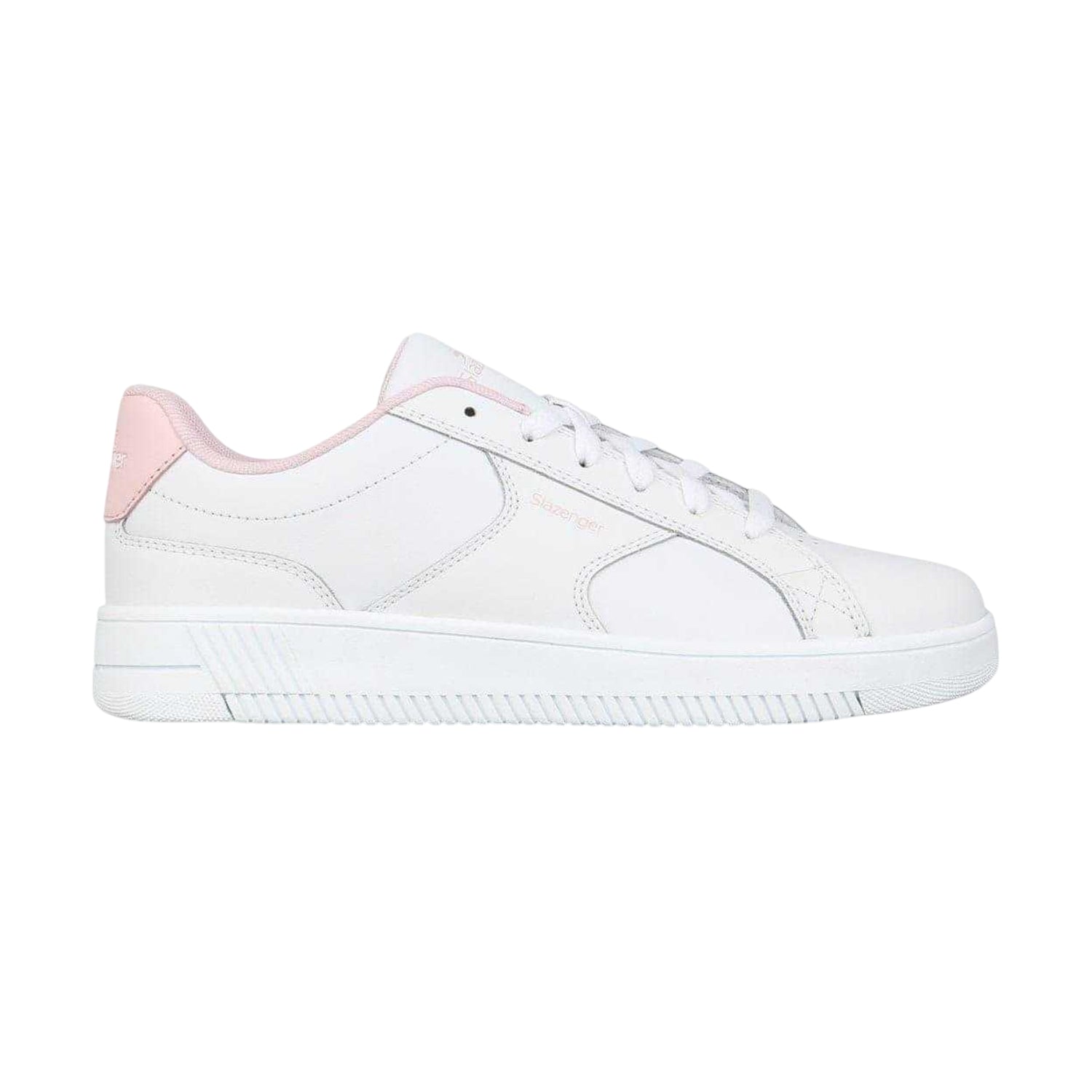 White-Pink - Side - Slazenger Childrens-Kids Starling Leather Trainers