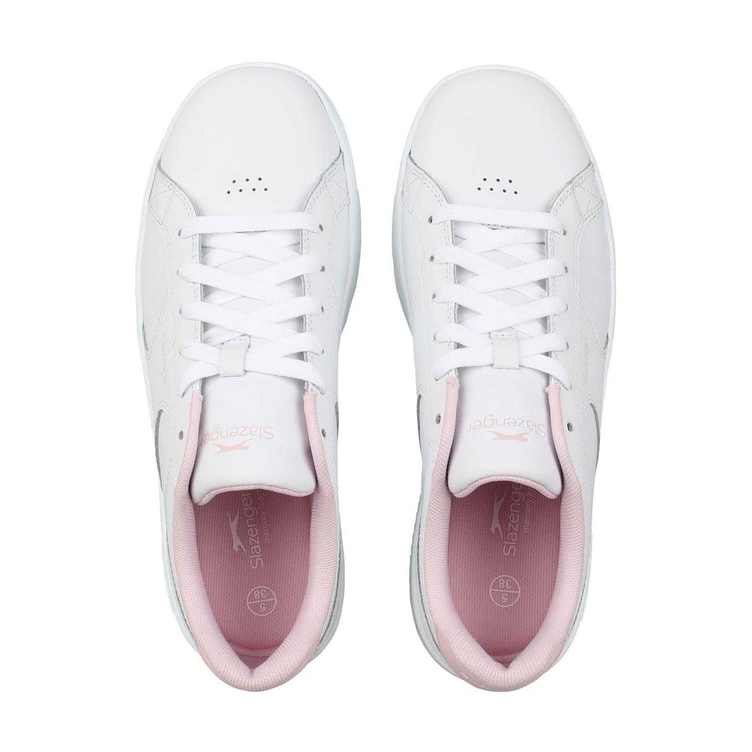 White-Pink - Lifestyle - Slazenger Childrens-Kids Starling Leather Trainers