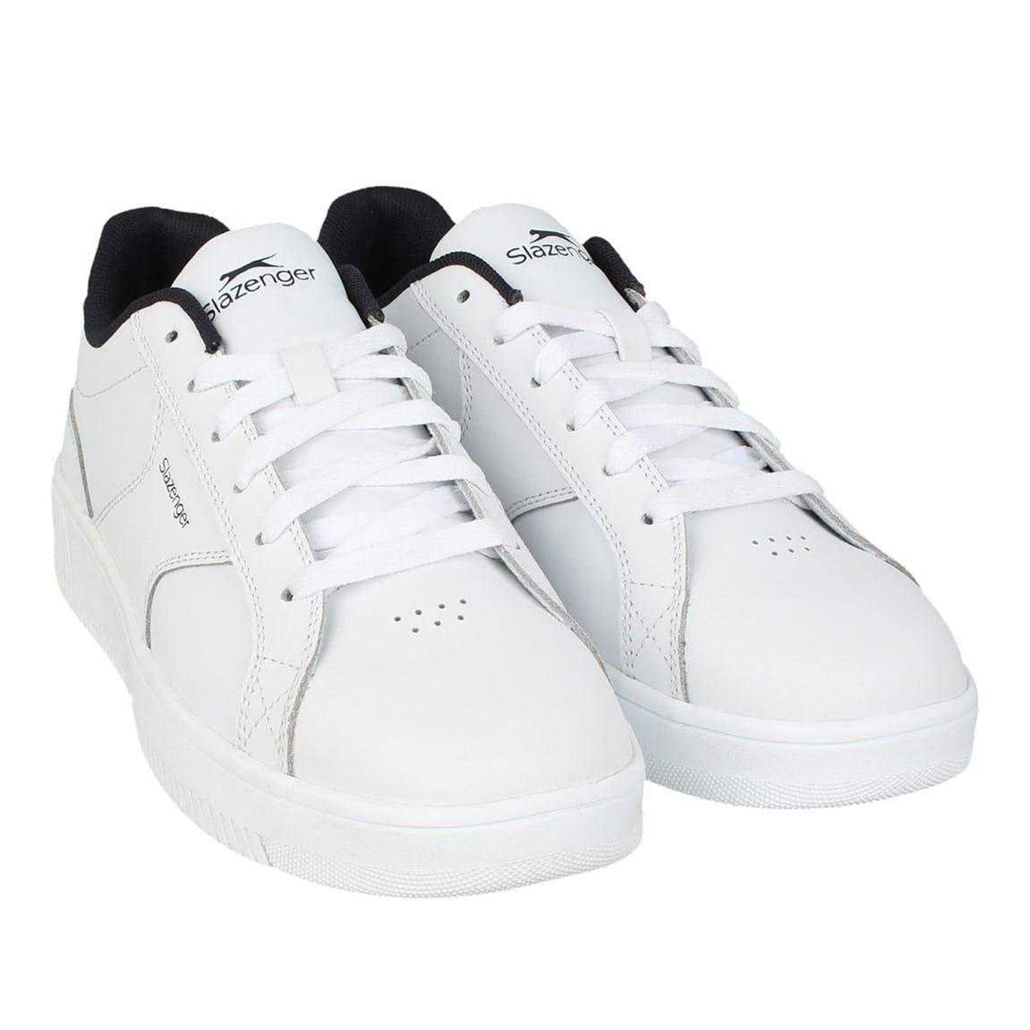 White-Navy - Front - Slazenger Childrens-Kids Starling Leather Trainers