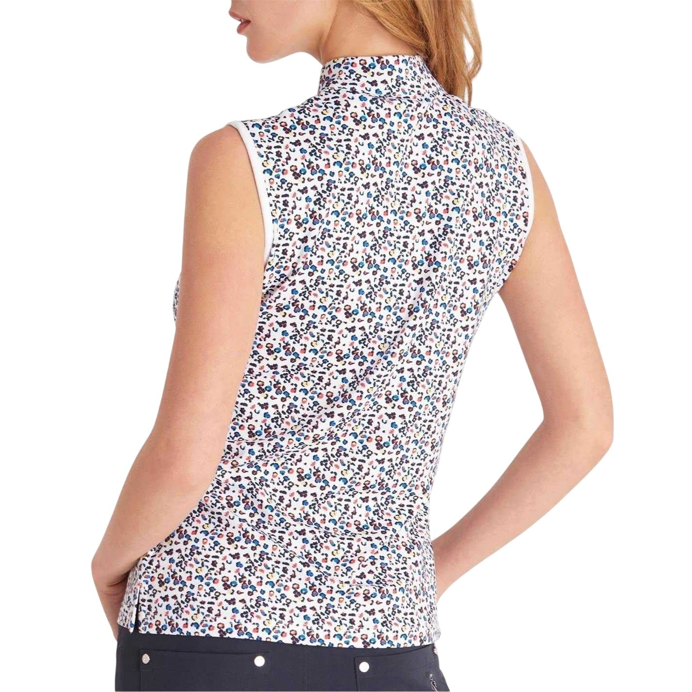 Multicoloured - Back - Calvin Klein Womens-Ladies Floral Half Zip Sleeveless Golf Polo Shirt