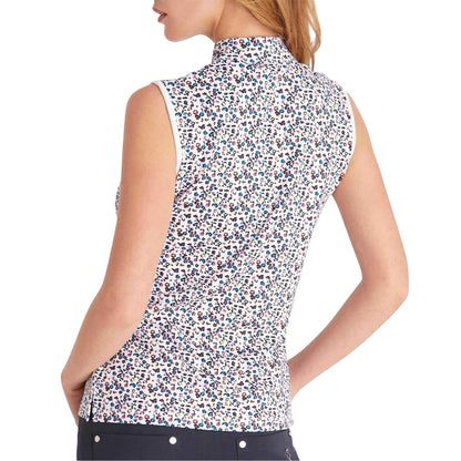 Multicoloured - Back - Calvin Klein Womens-Ladies Floral Half Zip Sleeveless Golf Polo Shirt