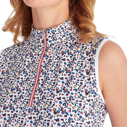 Multicoloured - Side - Calvin Klein Womens-Ladies Floral Half Zip Sleeveless Golf Polo Shirt