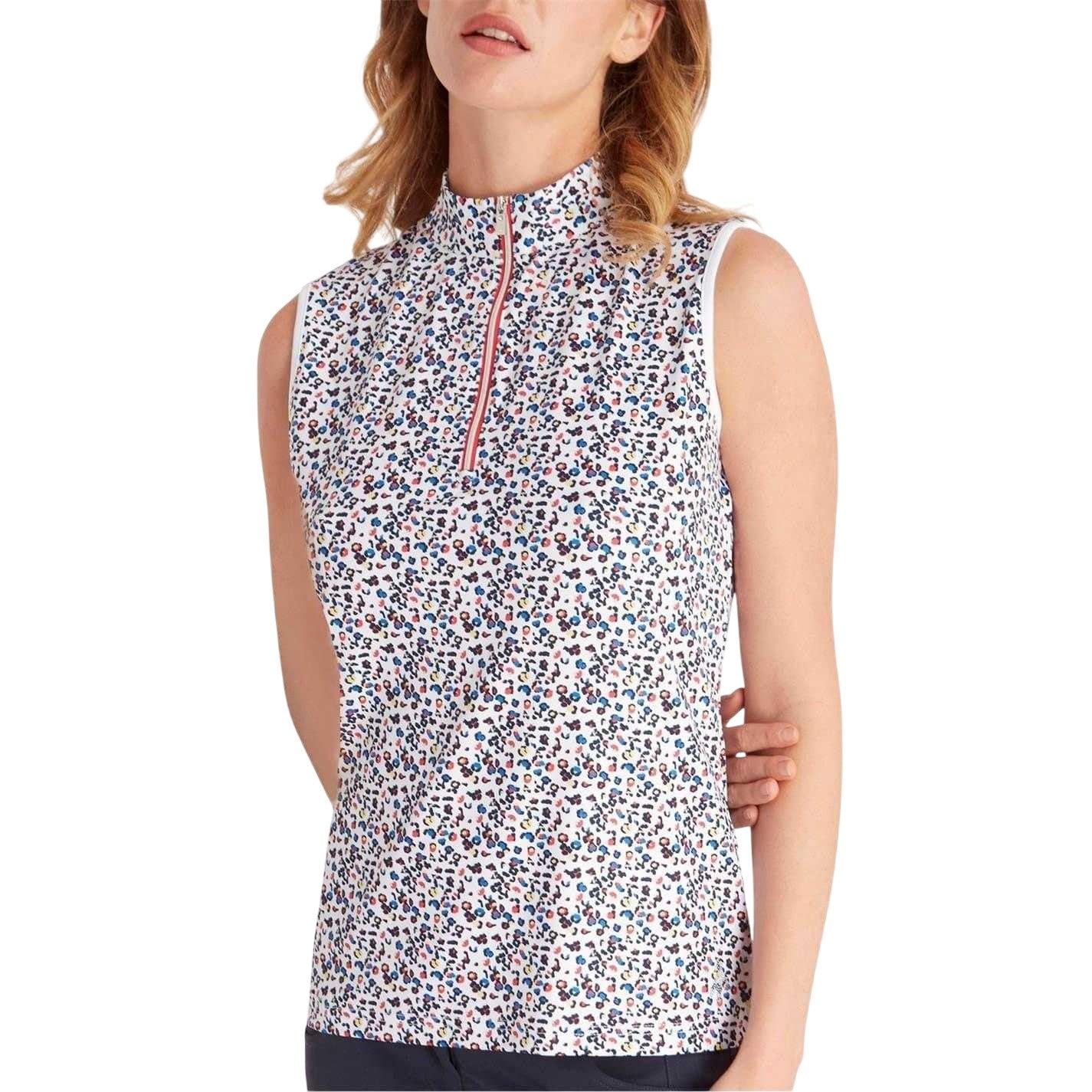 Multicoloured - Lifestyle - Calvin Klein Womens-Ladies Floral Half Zip Sleeveless Golf Polo Shirt