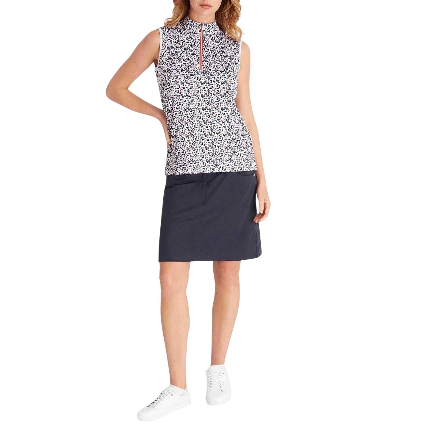 Multicoloured - Pack Shot - Calvin Klein Womens-Ladies Floral Half Zip Sleeveless Golf Polo Shirt