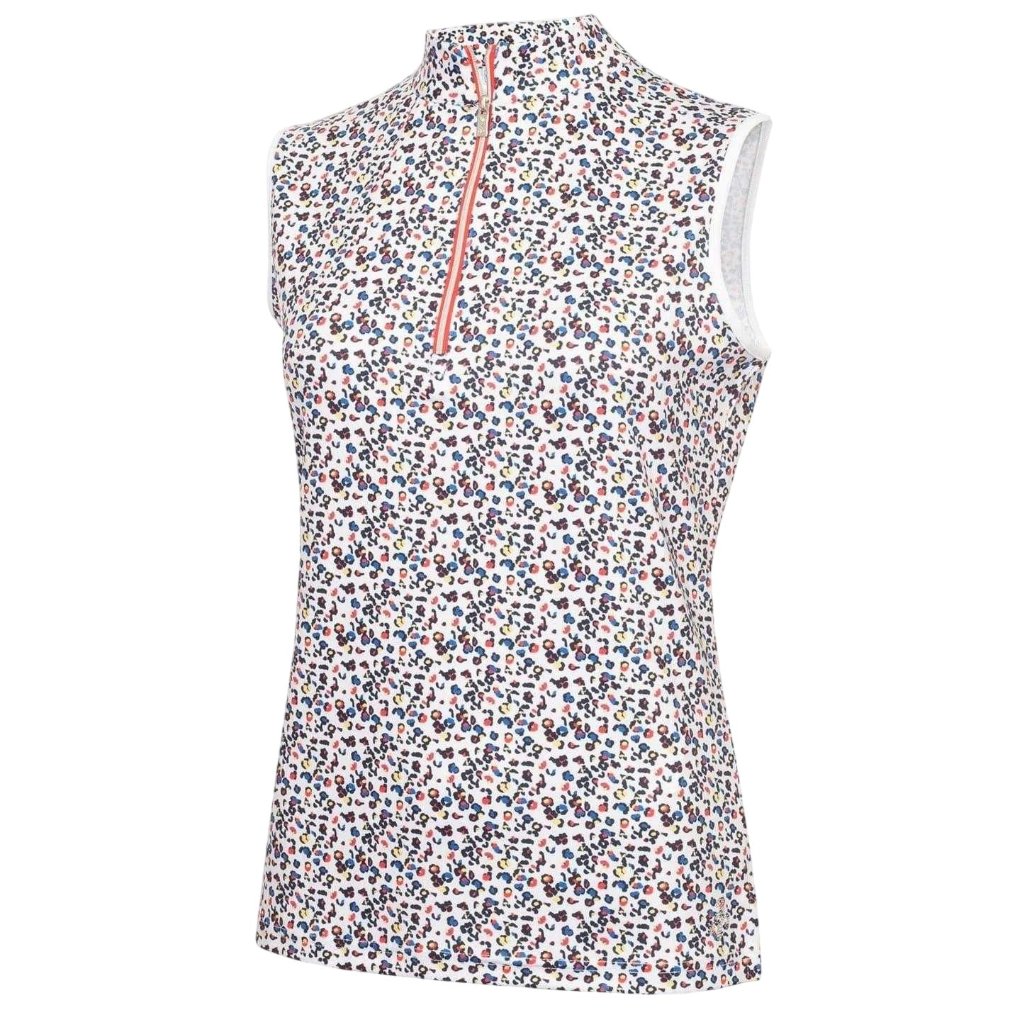 Multicoloured - Front - Calvin Klein Womens-Ladies Floral Half Zip Sleeveless Golf Polo Shirt