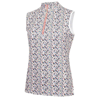 Multicoloured - Front - Calvin Klein Womens-Ladies Floral Half Zip Sleeveless Golf Polo Shirt