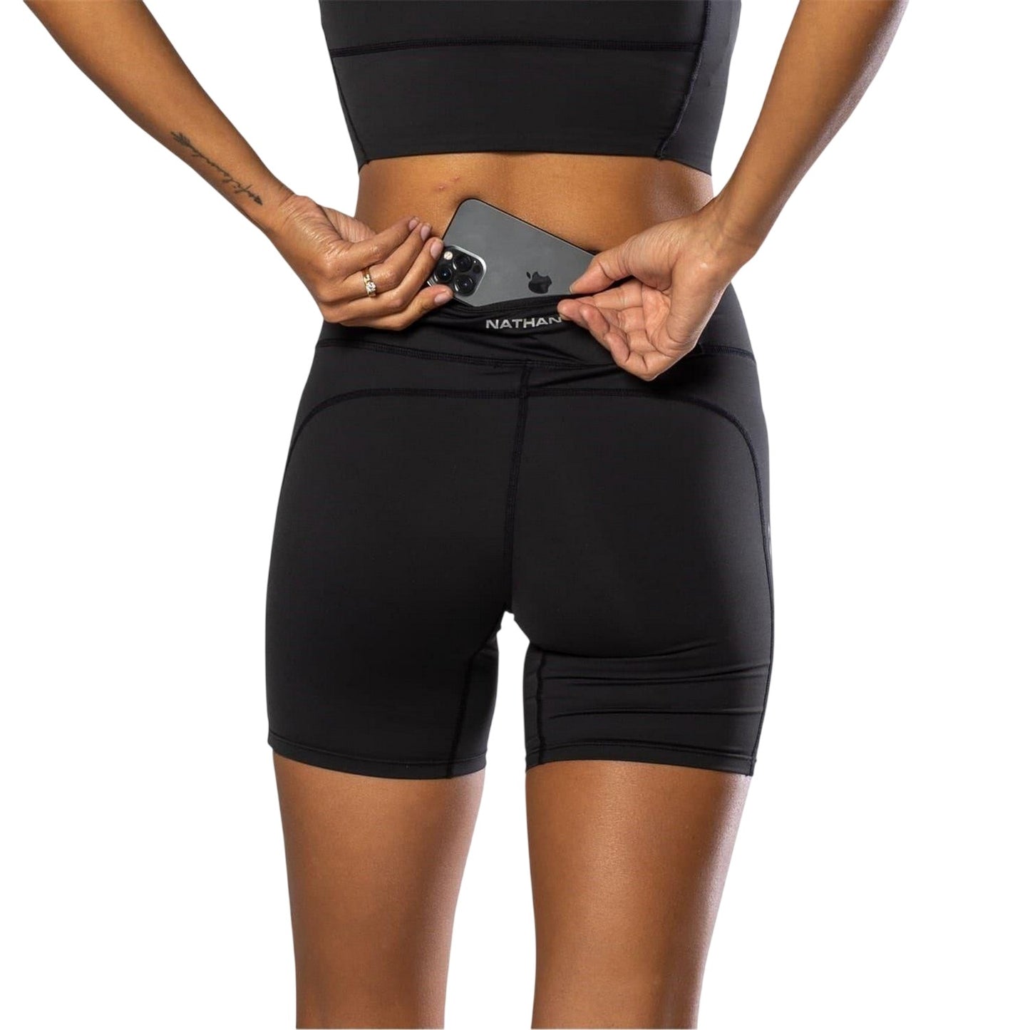Black - Back - Nathan Womens-Ladies Slim Shorts