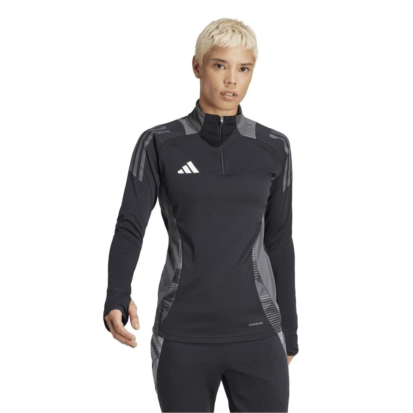 Black-Dark Grey - Pack Shot - Adidas Womens-Ladies Tiro 24 Competition Training Top