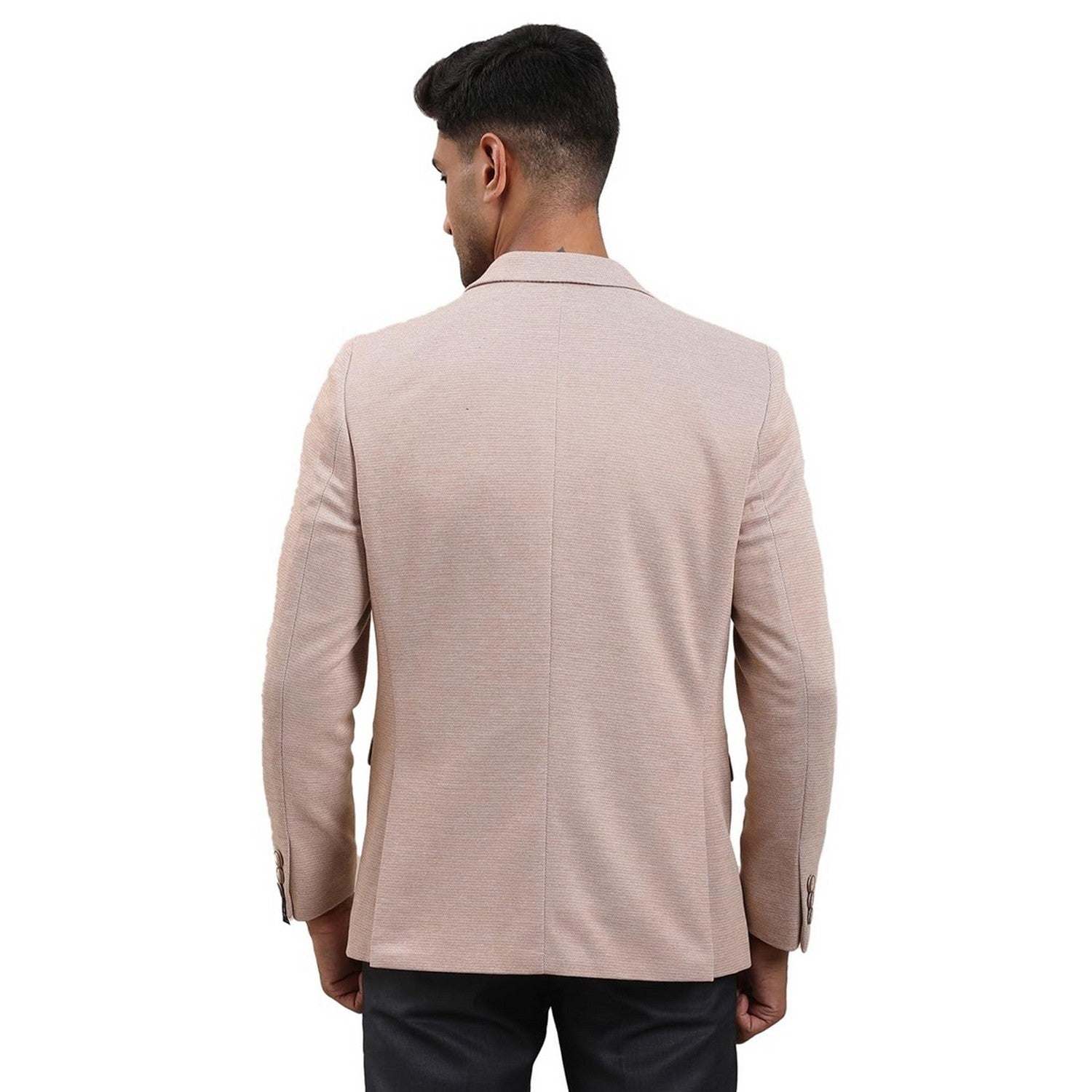 Pink - Back - Boss Mens Patterned Single-Breasted Blazer